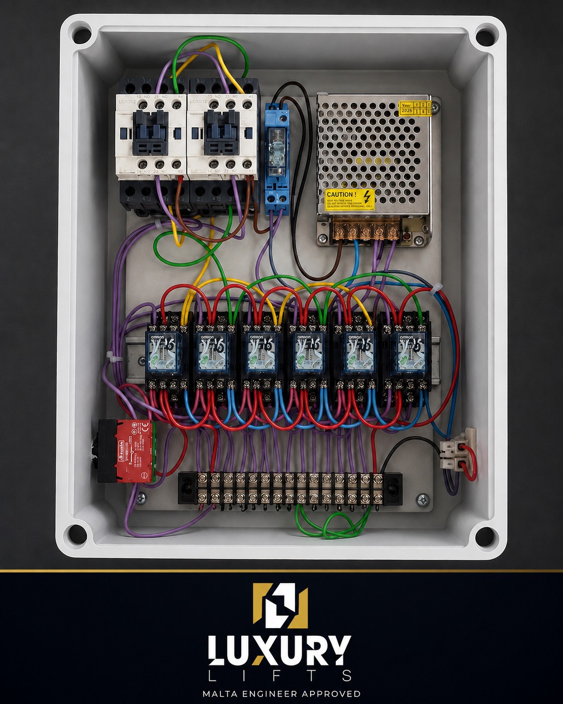 LuxuryLifts goods-lift controller 1, built by us in Malta